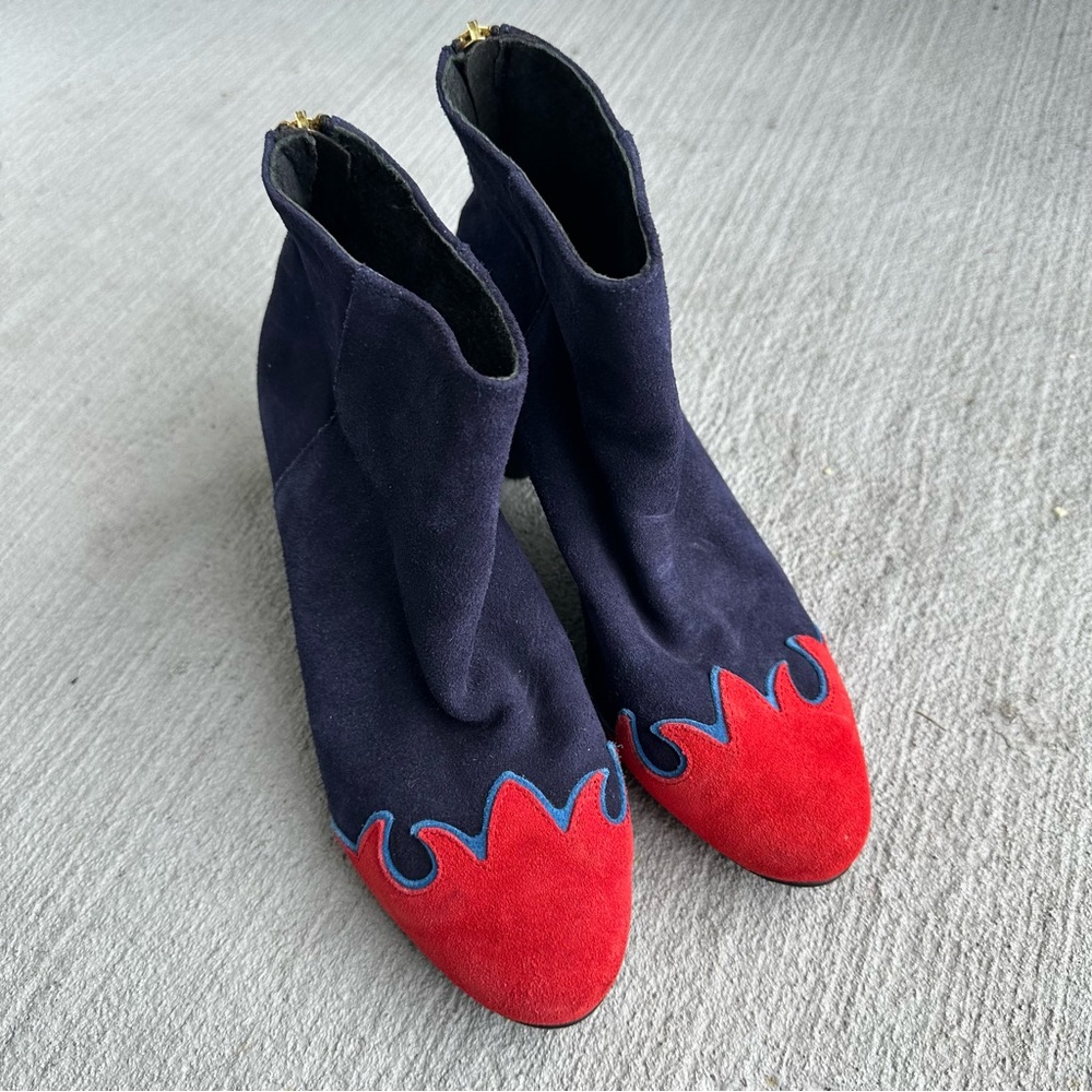 Free People Adelle Ankle Boot Blue And Red